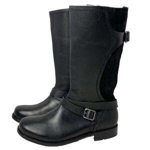 OluKai Black Pa'ia Buckle Pull On Suede Leather Boot Size 9 Bikercore Grunge